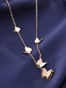 MYKI Rose Rose Gold-Plated Butterfly Necklace