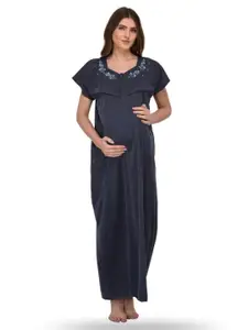 Fabme Striped Maternity Maxi Nightdress