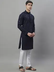 Jompers Geometric Chikankari Embroidered Kurta With Pyjamas