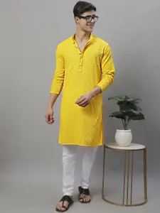 Jompers Geometric Chikankari Embroidered Kurta With Pyjamas