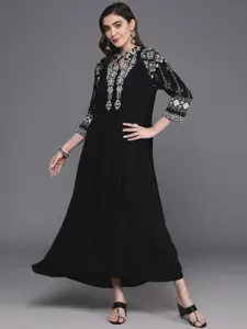 Indo Era Embroidered Formal A-Line Maxi Dress