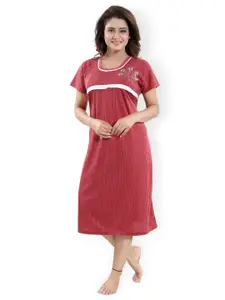 Fabme Striped Maternity Midi Nightdress
