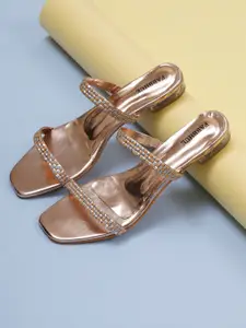 FABBHUE Embellished Strap Comfort Heels