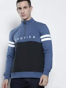 Nautica Men Colourblocked Half-Zipper Sweatshirt