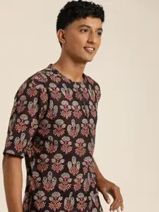 Taavi Men Pure Cotton Floral Printed Ajrakh Casual Shirt