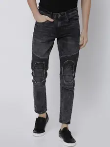 LOCOMOTIVE Men Black Tapered Fit Mid-Rise Clean Look Stretchable Jeans