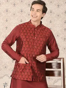 Ode by House of Pataudi Woven Design Nehru Jackets