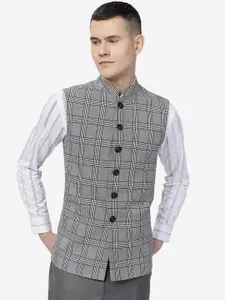 MODI JACKET Men Checked Woollen Nehru Jacket