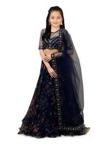 BAESD Girls Embroidered Thread Work Semi-Stitched Lehenga & Unstitched Blouse With Dupatta