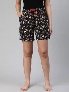 LYRA Women Floral Printed High-Rise Cotton Lounge Shorts