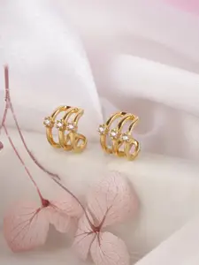 Zavya Gold-Toned CZ Studded Circular Ear Cuff Earrings