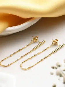 Zavya 925 Pure Silver Gold-Plated Contemporary Drop Earrings