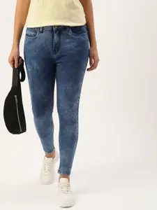 Kook N Keech Women Blue Skinny Fit Acid Wash Stretchable Jeans