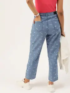 Kook N Keech Women Blue High-Rise Printed Stretchable Jeans