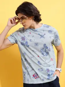 HIGHLANDER Grey Floral Printed T-shirt