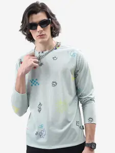 HIGHLANDER Sea Green Conversational Printed T-shirt