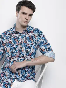 The Indian Garage Co Men Pure Cotton Slim Fit Opaque Printed Party Shirt