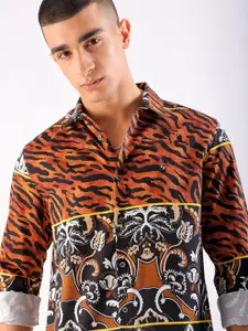 The Indian Garage Co Men Slim Fit Animal Opaque Printed Party Shirt