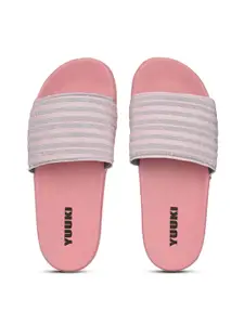 Yuuki Women Pink & Grey Striped Sliders
