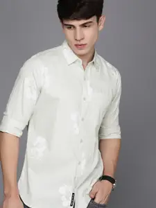 WROGN Slim Fit Floral Printed Pure Cotton Casual Shirt