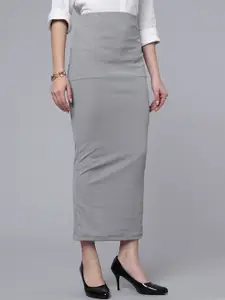 Purple Feather Back Slit Long Stretchable Formal Pencil Skirt