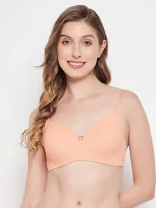 Clovia Padded Non-Wired Full Cup Self-Striped T-shirt Bra