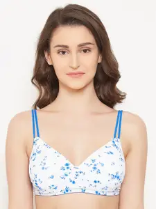 Clovia Floral Printed Lightly Padded Non-Wired T-shirt Bra