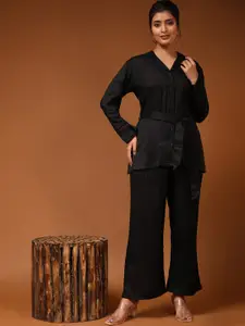 Aawari Waist Tie-Up Long Sleeves Top with Trousers