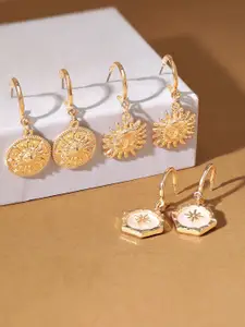 Rubans Voguish Set of 3 18k Gold-Plated Circular Drop Earrings