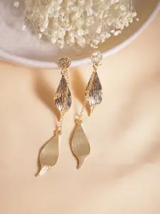 Rubans Voguish 18k Gold-Plated Leaf Shaped Drop Earrings