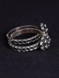 Shyle 92.5 Sterling Silver Layered Flower Adjustable Toe Ring