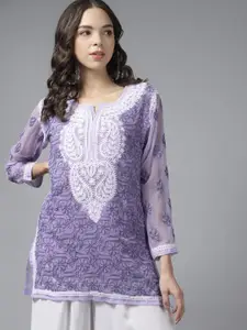 ADA Embroidered Chikankari Sustainable Kurti with Matching Slip