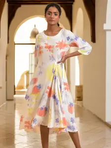 W Women Floral Printed Wrap Midi Dress