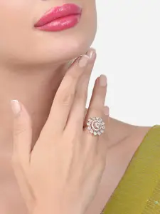 Zaveri Pearls Rose gold-Plated CZ Studded Brass Finger Ring