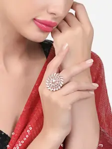 Zaveri Pearls Rose Gold-Plated CZ Studded Finger Ring