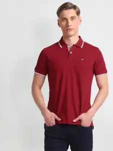 Arrow Sport Tipped Solid Pique Polo Collar Pure Cotton T-shirt