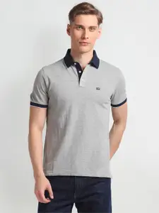 Arrow Sport Tipped Contrast Polo Collar Pure Cotton T-shirt