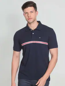 Arrow Sport Engineered Stripe Polo Collar Pure Cotton T-shirt
