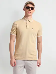Arrow Sport Pure Cotton Striped Collar Solid Polo Shirt