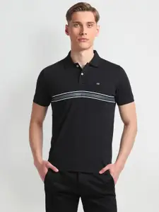 Arrow Sport Striped Jersey Cotton Polo Collar T-shirt