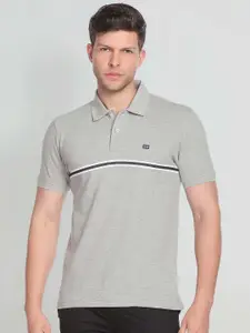 Arrow Sport Engineered Striped Polo Collar Pure Cotton T-shirt