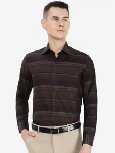 METAL Slim Fit Horizontal Striped Cotton Formal Shirt