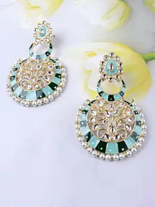 VAGHBHATT Gold Plated Meenakari Chandbalis Earrings