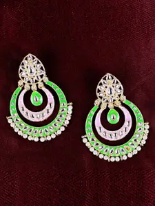 VAGHBHATT Gold-Plated Oval Chandbalis Earrings