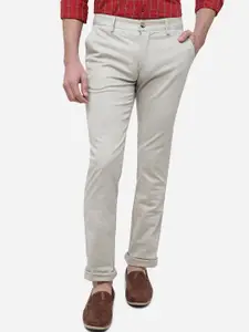 Greenfibre Men Pure Cotton Slim Fit Mid-Rise Trousers