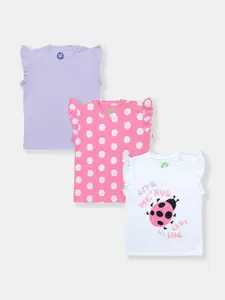 YK Infants Girls Pack Of 3 Printed Cotton T-shirt