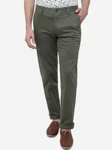 JADE BLUE Men Mid-Rise Slim Fit Pure Cotton Trousers