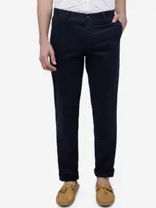 JADE BLUE Men Pure Cotton Slim Fit Mid-Rise Trousers