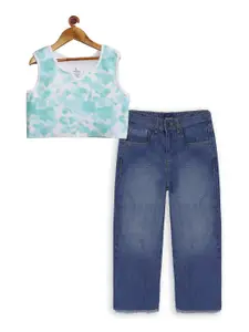 KiddoPanti Girls Dyed Top with Trousers