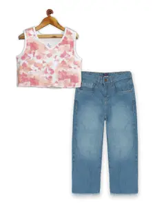 KiddoPanti Girls Dyed Top with Trousers